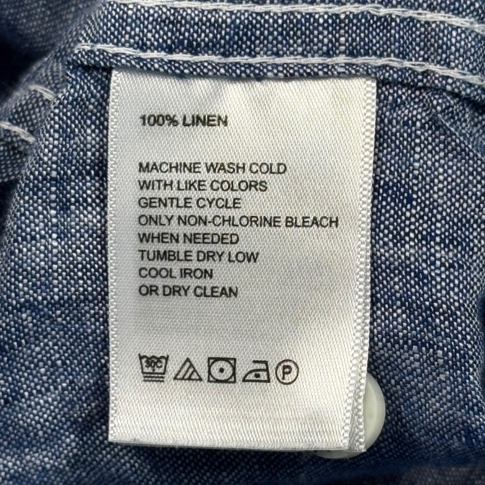 Tommy Bahama Mens XL Blue 100% Linen Short Sleeve Button Down Shirt Marlin Logo - Picture 5 of 9